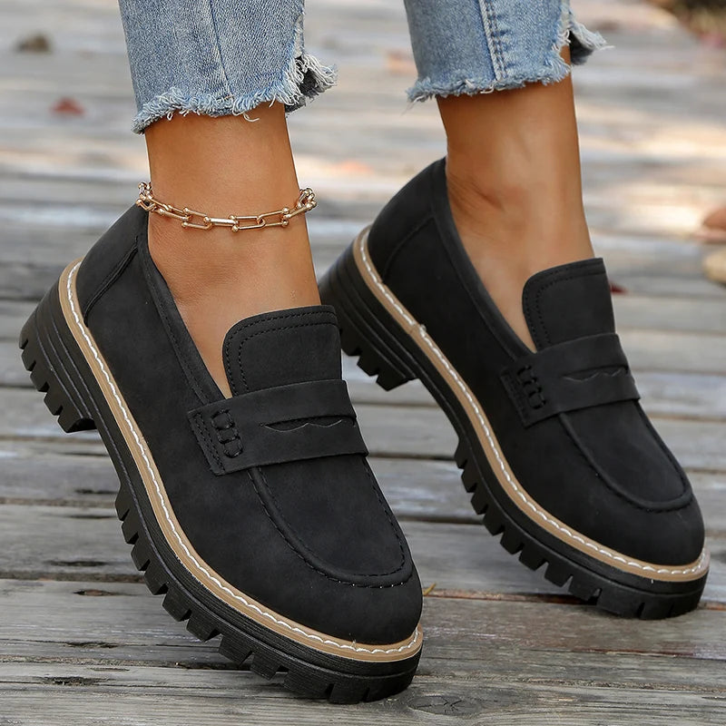 Damen Loafer mit dicker Plateausohle aus Wildleder Jully