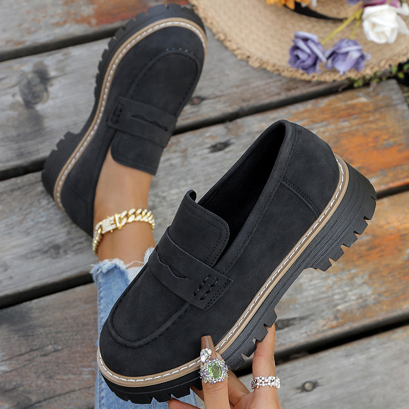 Damen Loafer mit dicker Plateausohle aus Wildleder Jully