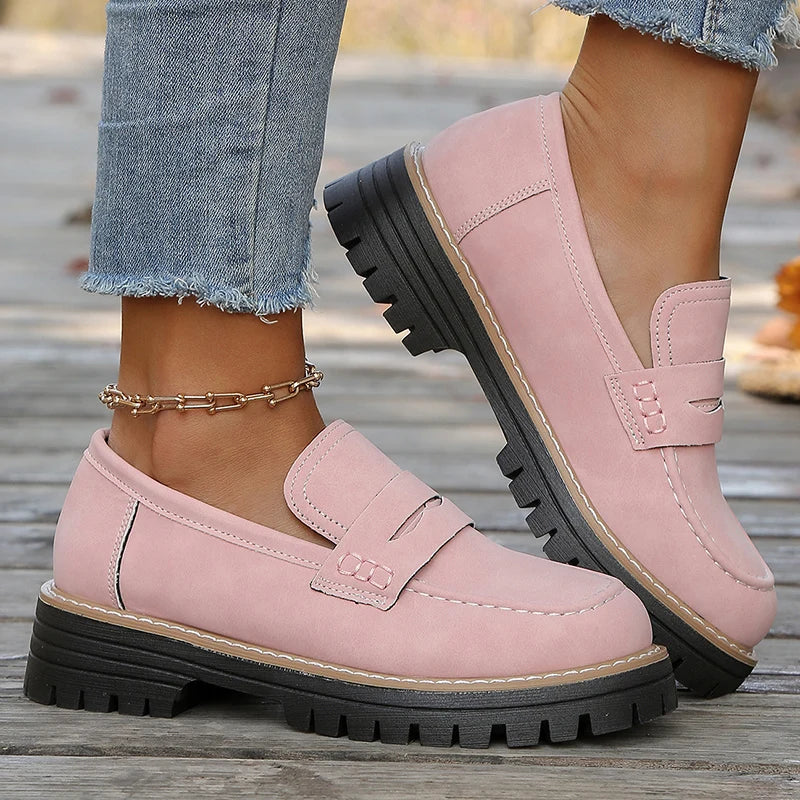 Damen Loafer mit dicker Plateausohle aus Wildleder Jully
