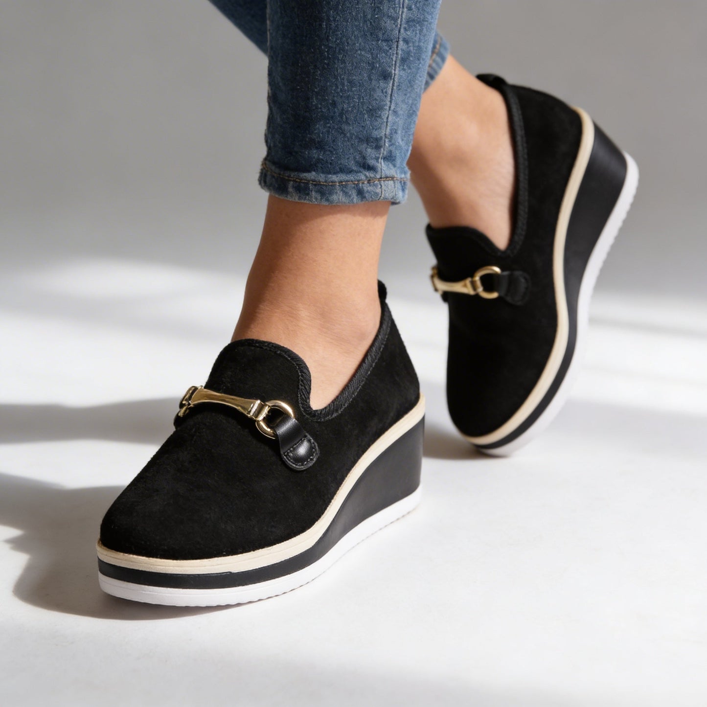 Damen Loafer mit gepolstertem Fußbett in Schwarz Jully