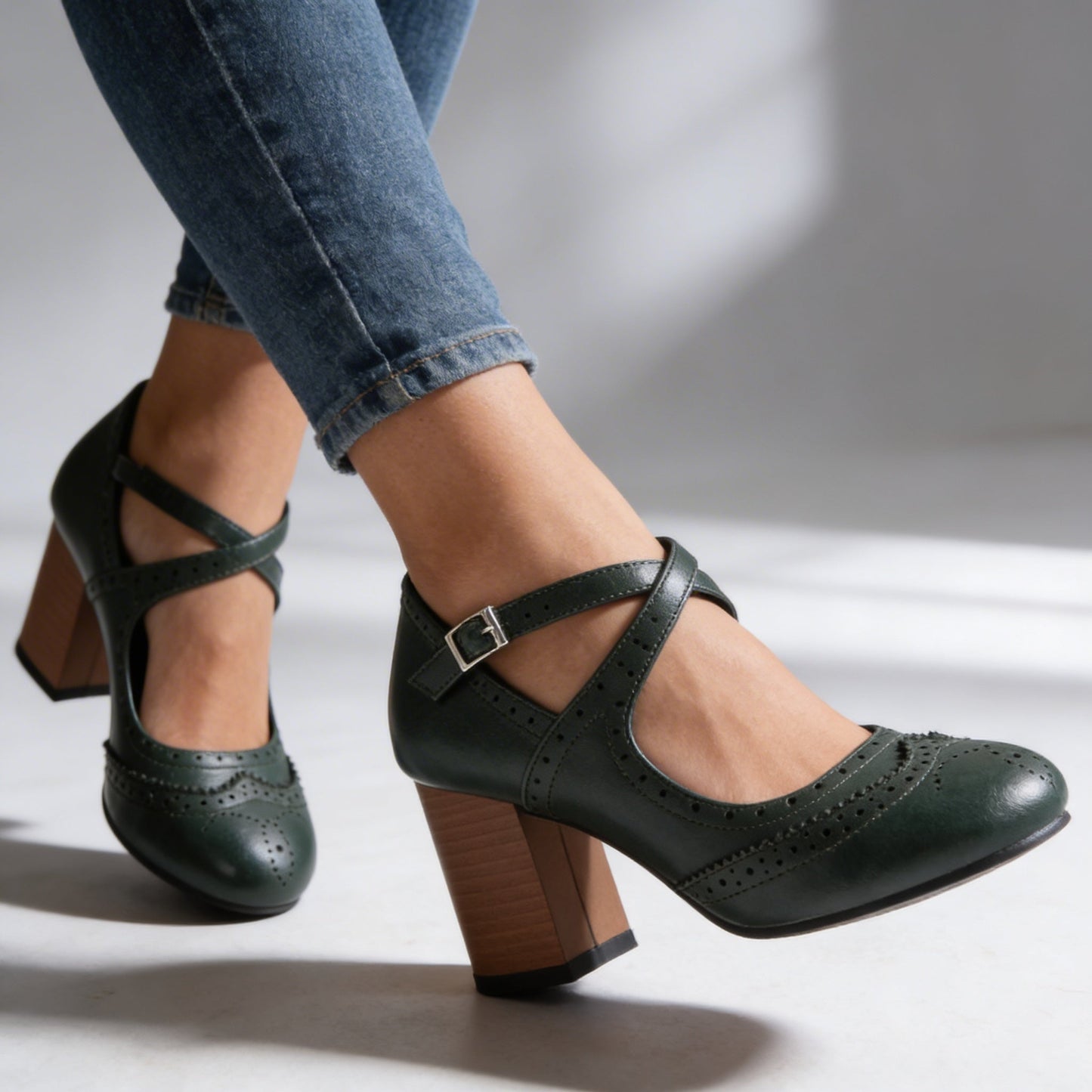 Damen Loafer mit hohem Blockabsatz in Schwarz Jully