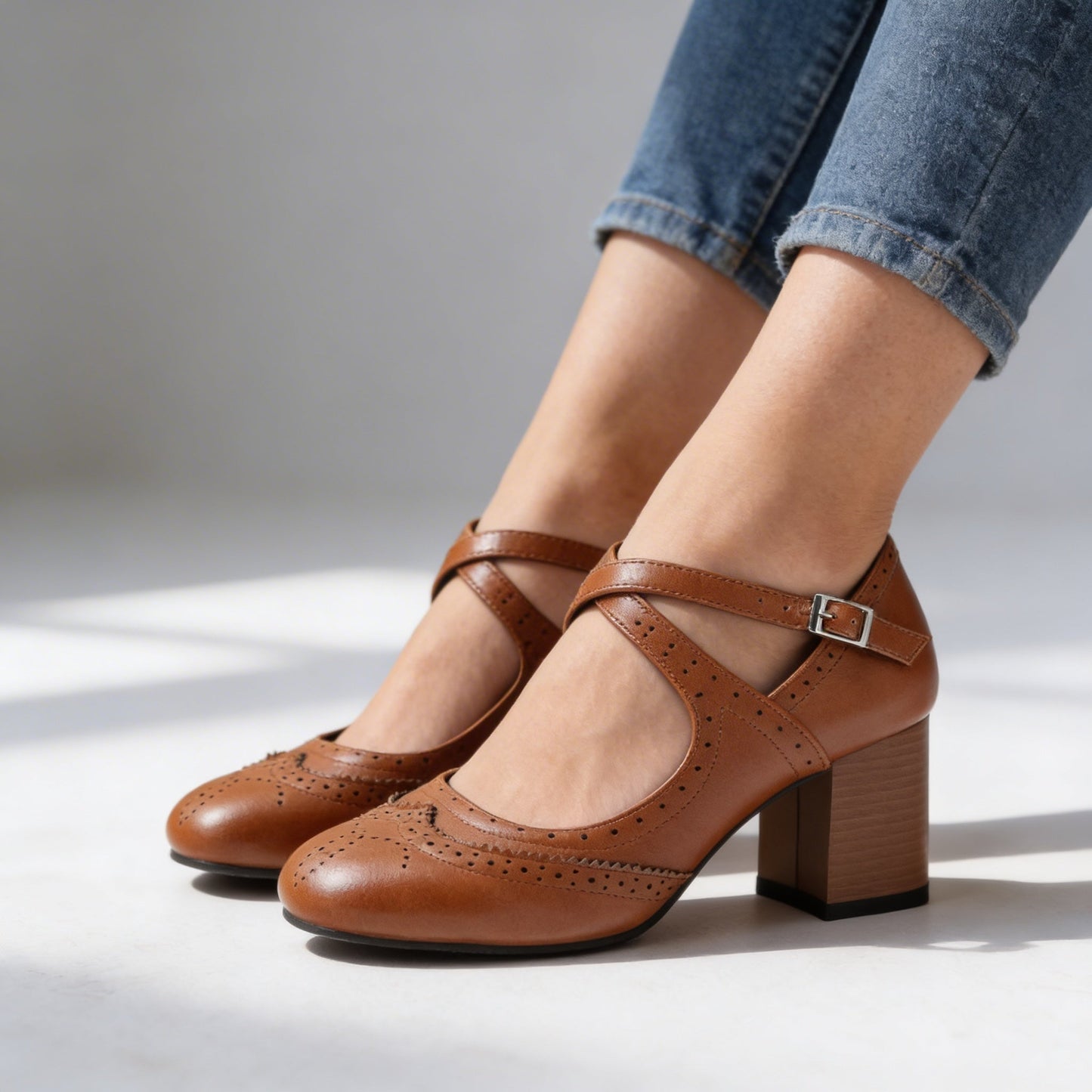 Damen Loafer mit hohem Blockabsatz in Schwarz Jully
