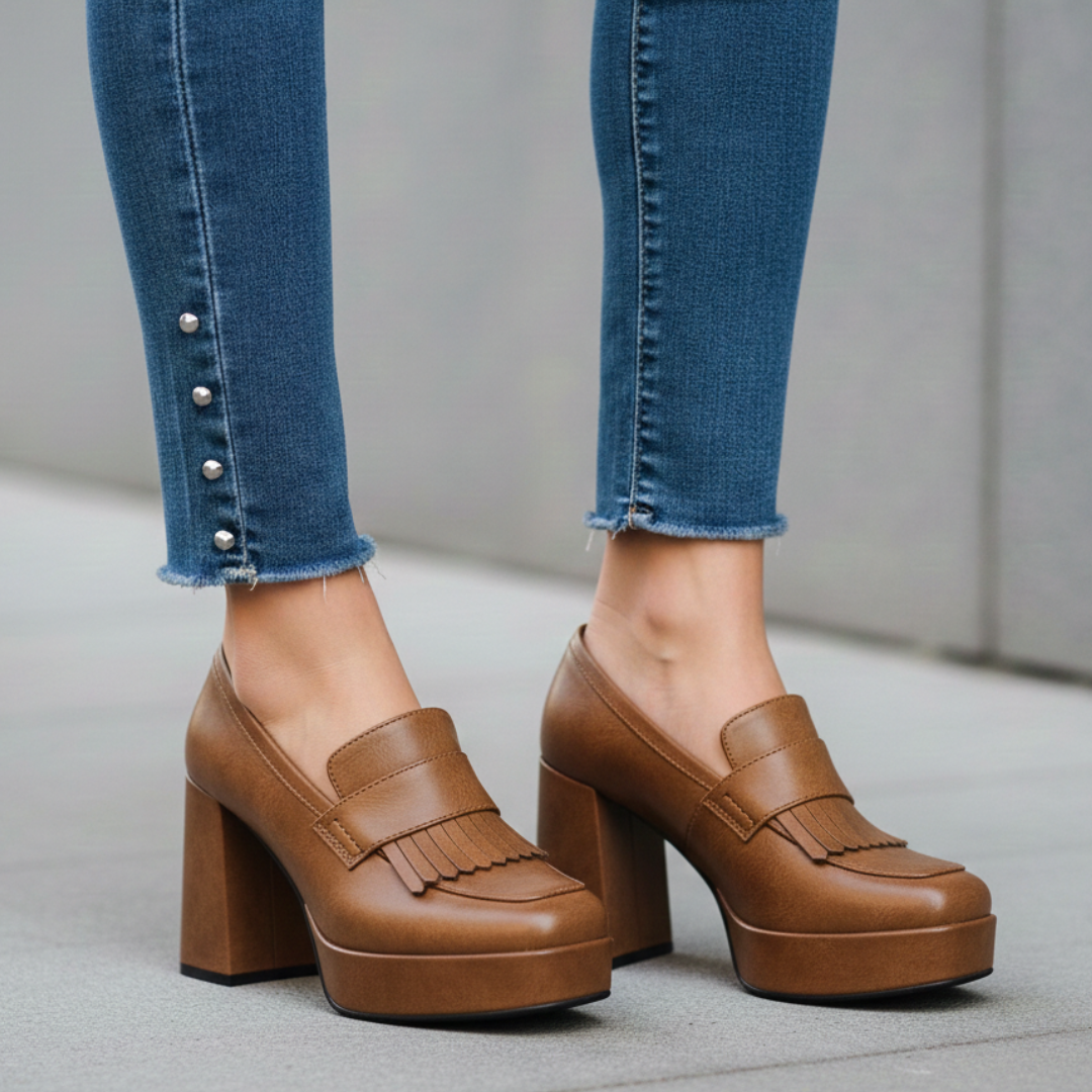 Damen Loafer mit klobigem Absatz aus veganem Leder Jully