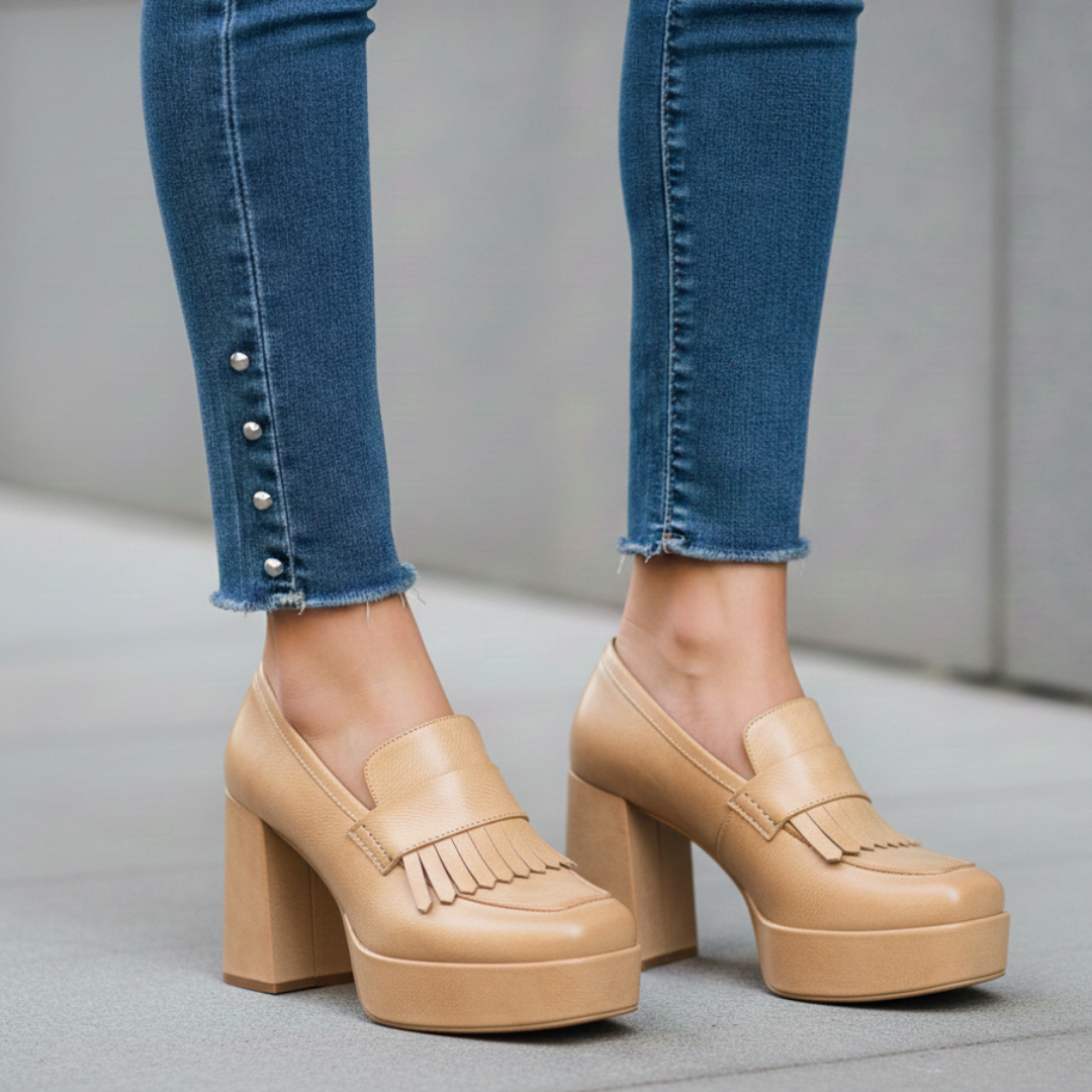 Damen Loafer mit klobigem Absatz aus veganem Leder Jully