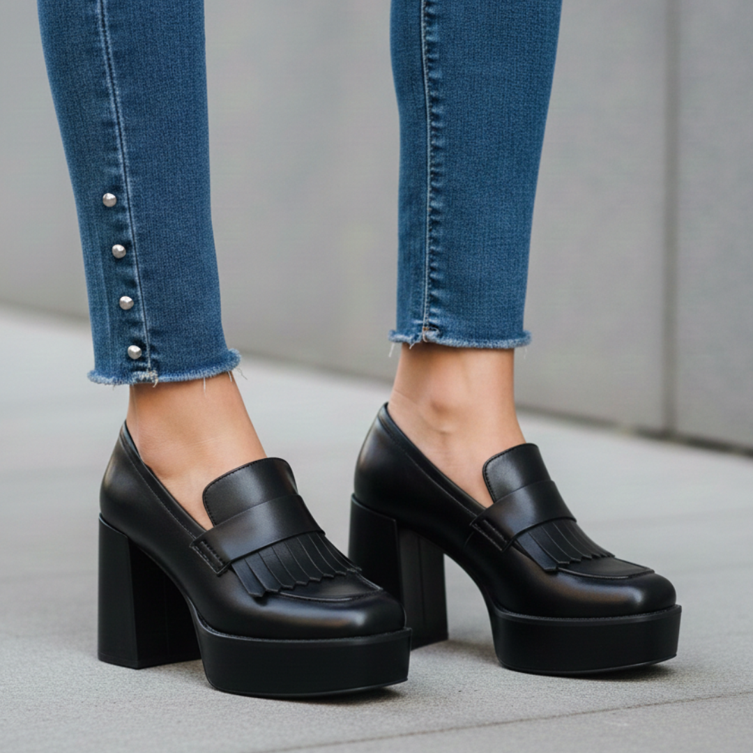 Damen Loafer mit klobigem Absatz aus veganem Leder Jully