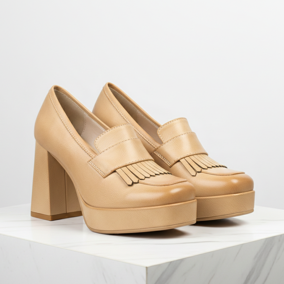 Damen Loafer mit klobigem Absatz aus veganem Leder Jully