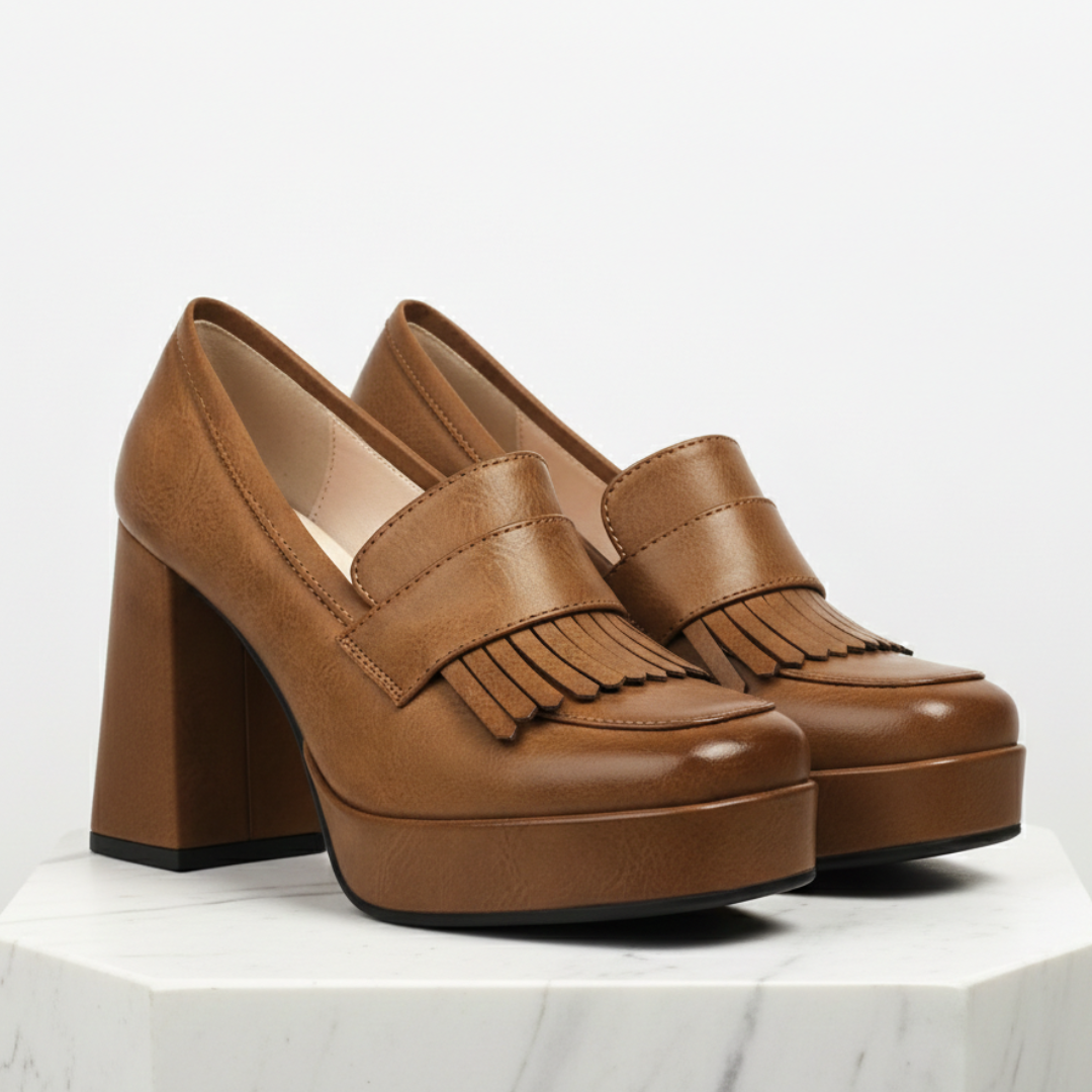 Damen Loafer mit klobigem Absatz aus veganem Leder Jully