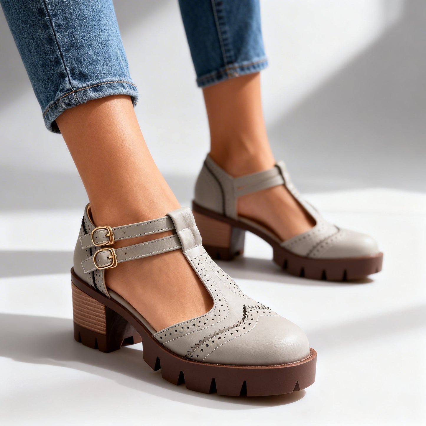 Damen Loafer mit verstellbarem Riemen in Schwarz Jully