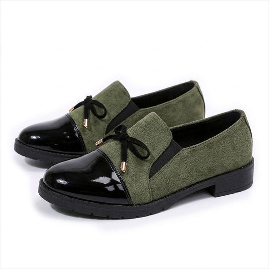 Damen Loafer schwarz mit Schleife und Lackspitze Jully