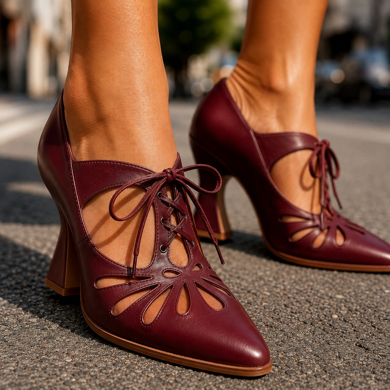 Damen Mary Jane Pumps mit Blütenblatt-Ausschnitt Jully