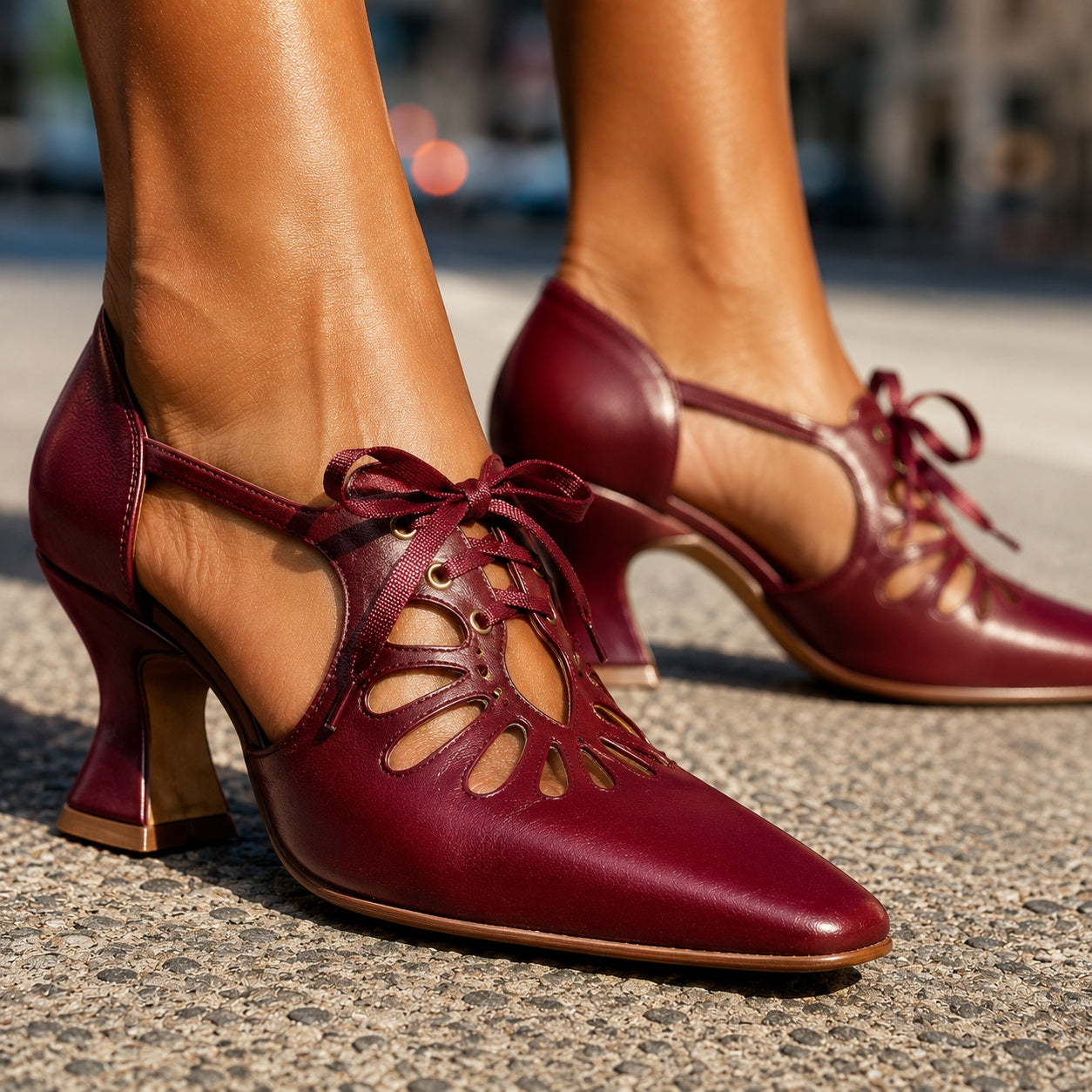 Damen Mary Jane Pumps mit Blütenblatt-Ausschnitt Jully