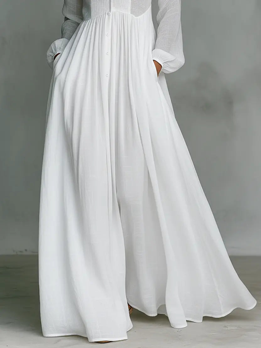 Damen Maxi-Kleid mit Mao-Kragen in Blau Jully