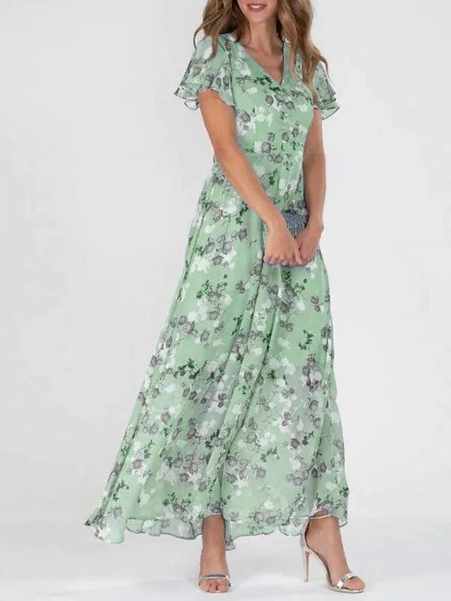 Damen Maxi-Kleid mit Schmetterlingsärmeln aus leichtem Material Jully