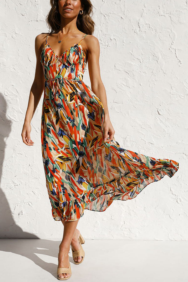 Damen Maxi-Sommerkleid mit Taillenschnitt Jully