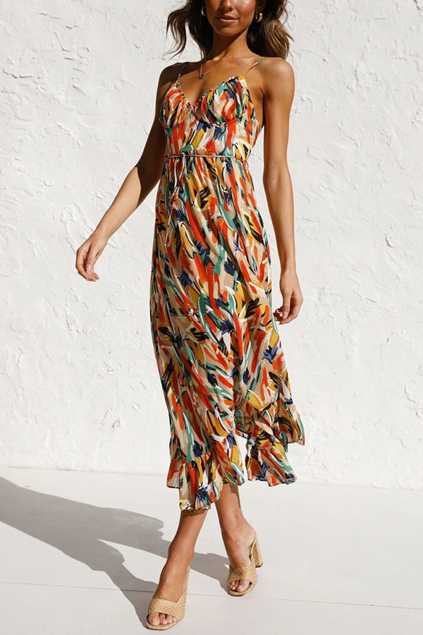 Damen Maxi-Sommerkleid mit Taillenschnitt Jully