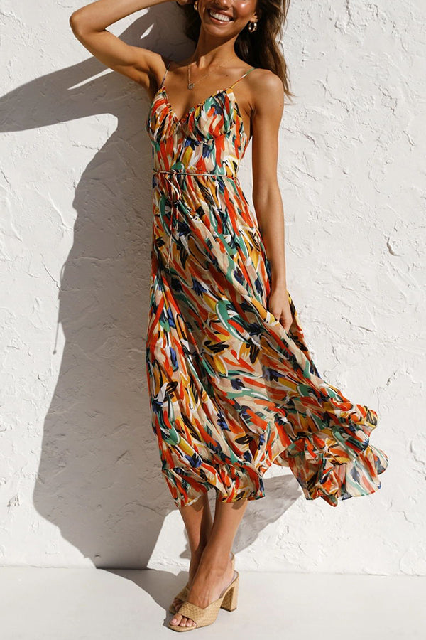 Damen Maxi-Sommerkleid mit Taillenschnitt Jully