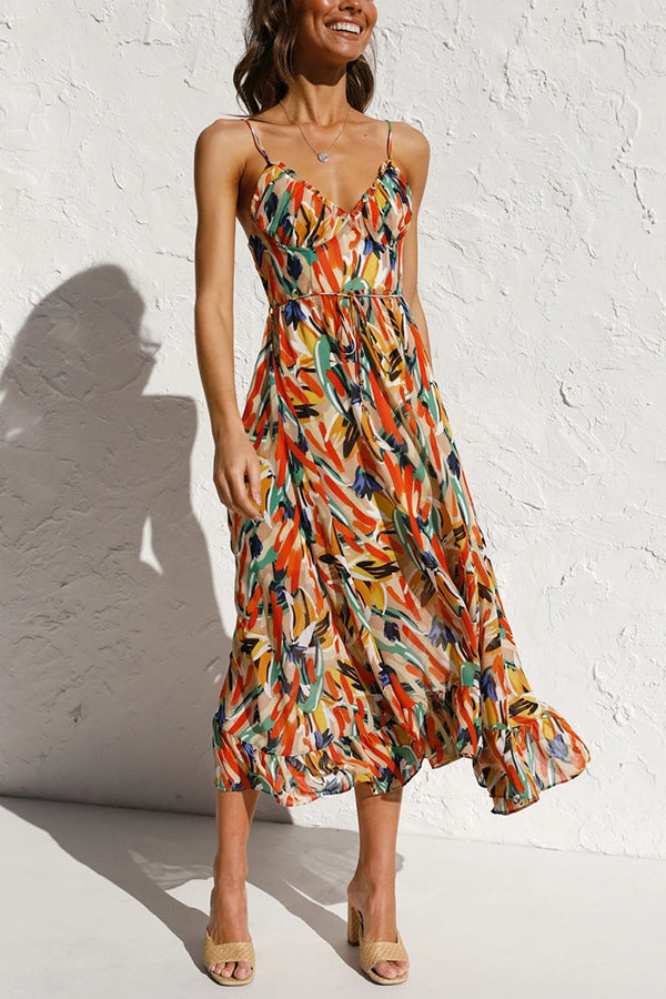 Damen Maxi-Sommerkleid mit Taillenschnitt Jully