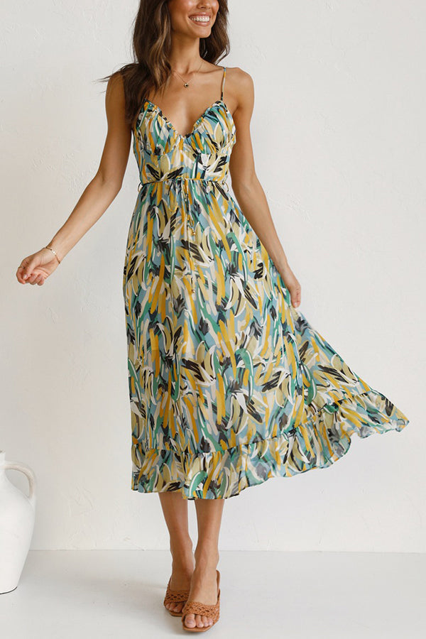 Damen Maxi-Sommerkleid mit Taillenschnitt Jully