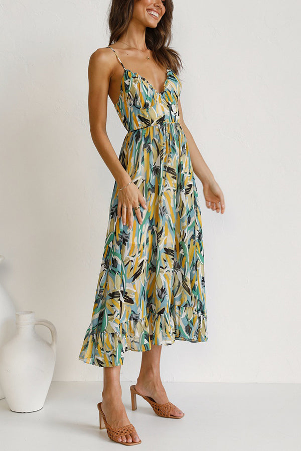 Damen Maxi-Sommerkleid mit Taillenschnitt Jully