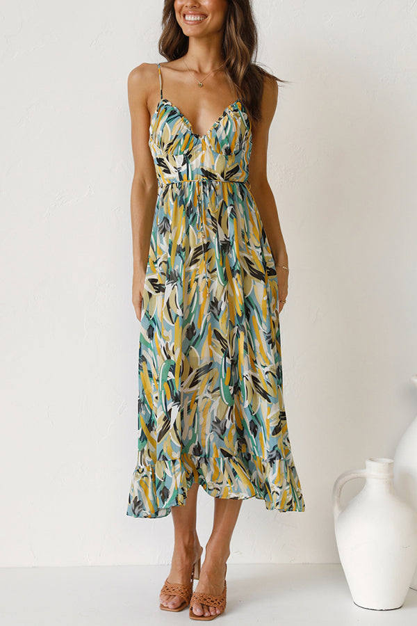 Damen Maxi-Sommerkleid mit Taillenschnitt Jully