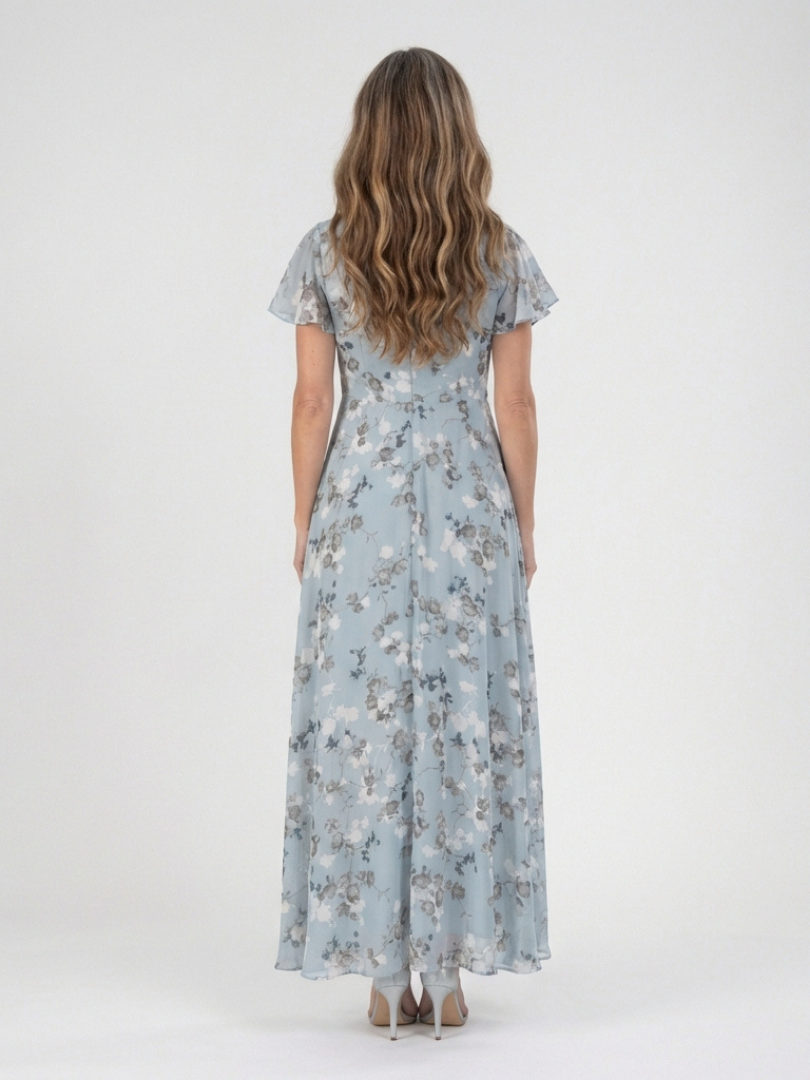 Damen Maxikleid aus Chiffon mit floralem Muster Jully