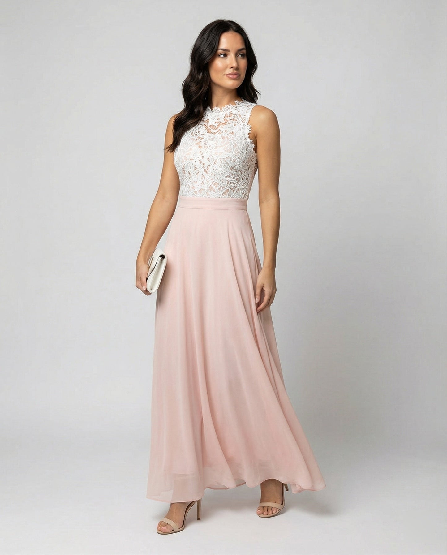 Damen Maxikleid aus Spitze mit fließendem Rock Jully