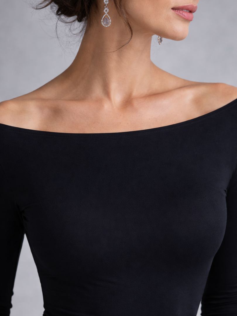 Damen Maxikleid langarm mit Drapierung Jully