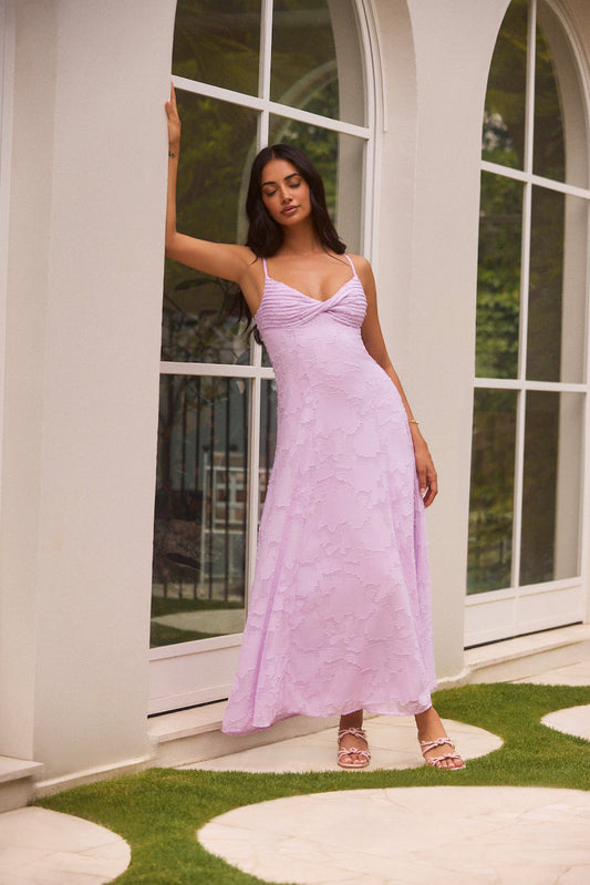Damen Maxikleid mit Blumen-Jacquard und verstellbaren Trägern Jully