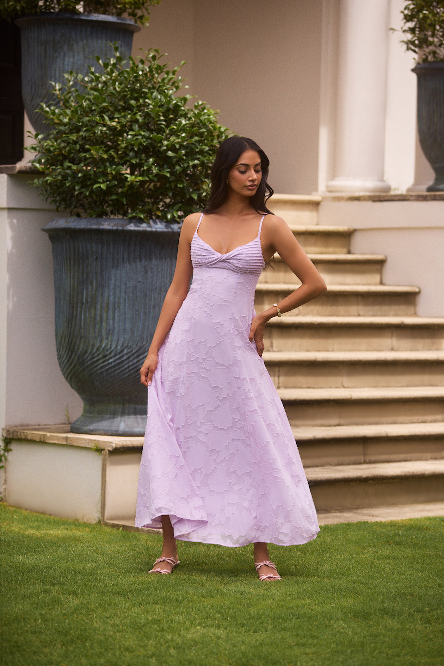 Damen Maxikleid mit Blumen-Jacquard und verstellbaren Trägern Jully