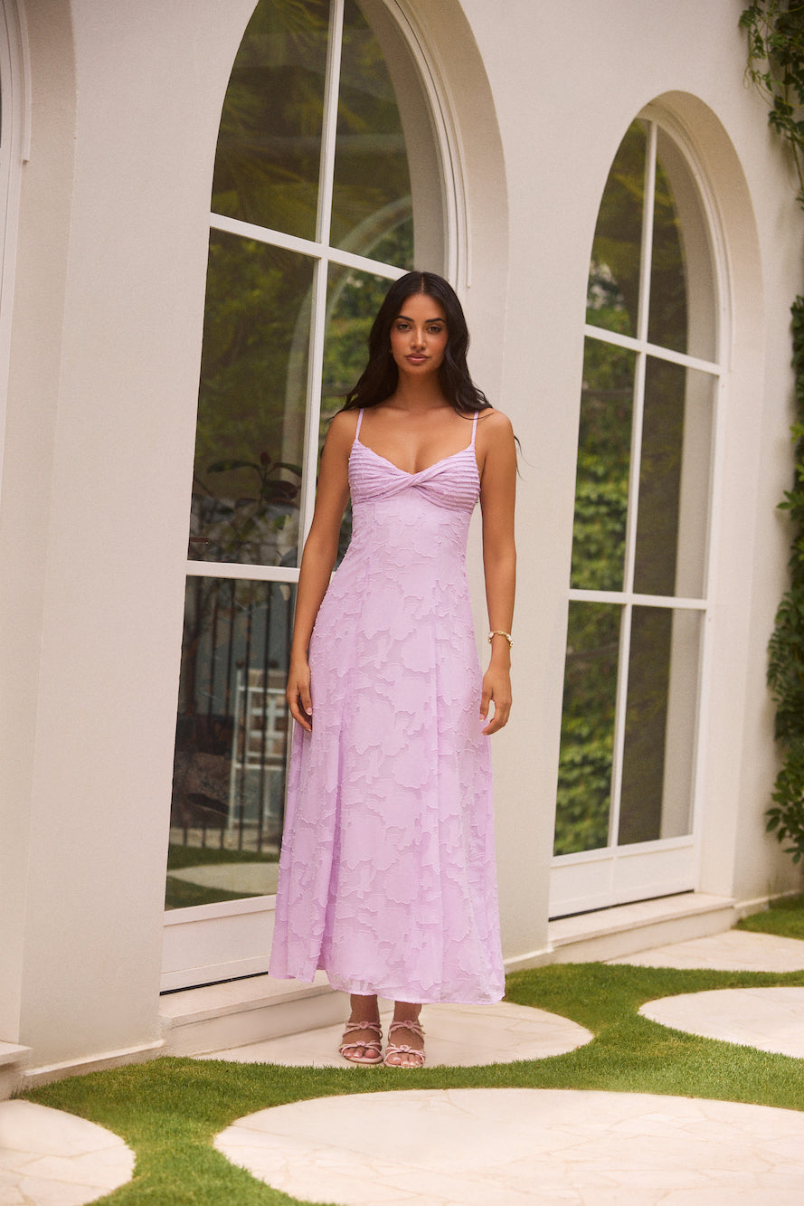Damen Maxikleid mit Blumen-Jacquard und verstellbaren Trägern Jully