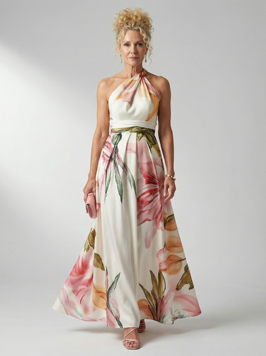 Damen Maxikleid mit Blumenmuster aus leichtem Stoff Jully