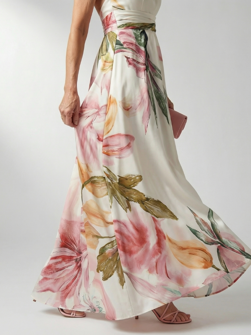 Damen Maxikleid mit Blumenmuster aus leichtem Stoff Jully
