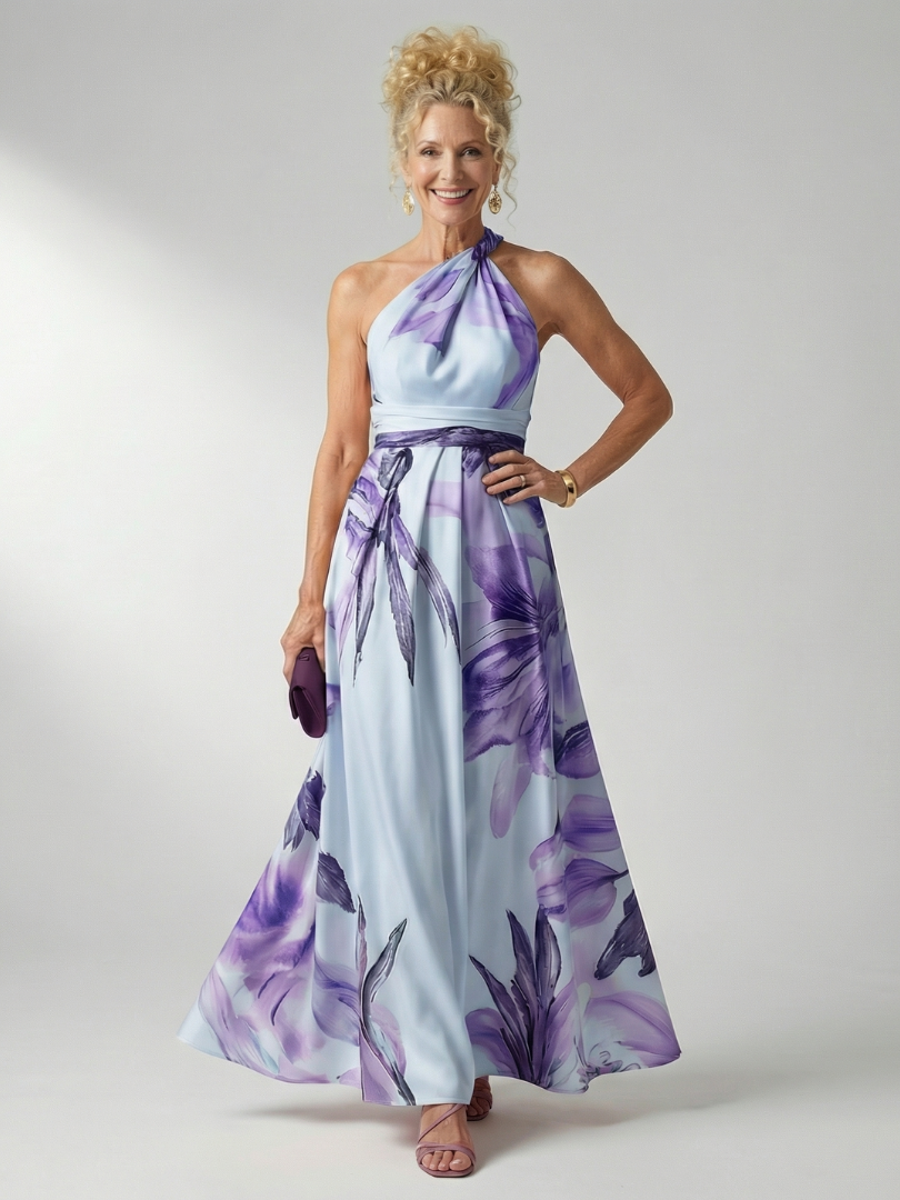 Damen Maxikleid mit Blumenmuster aus leichtem Stoff Jully