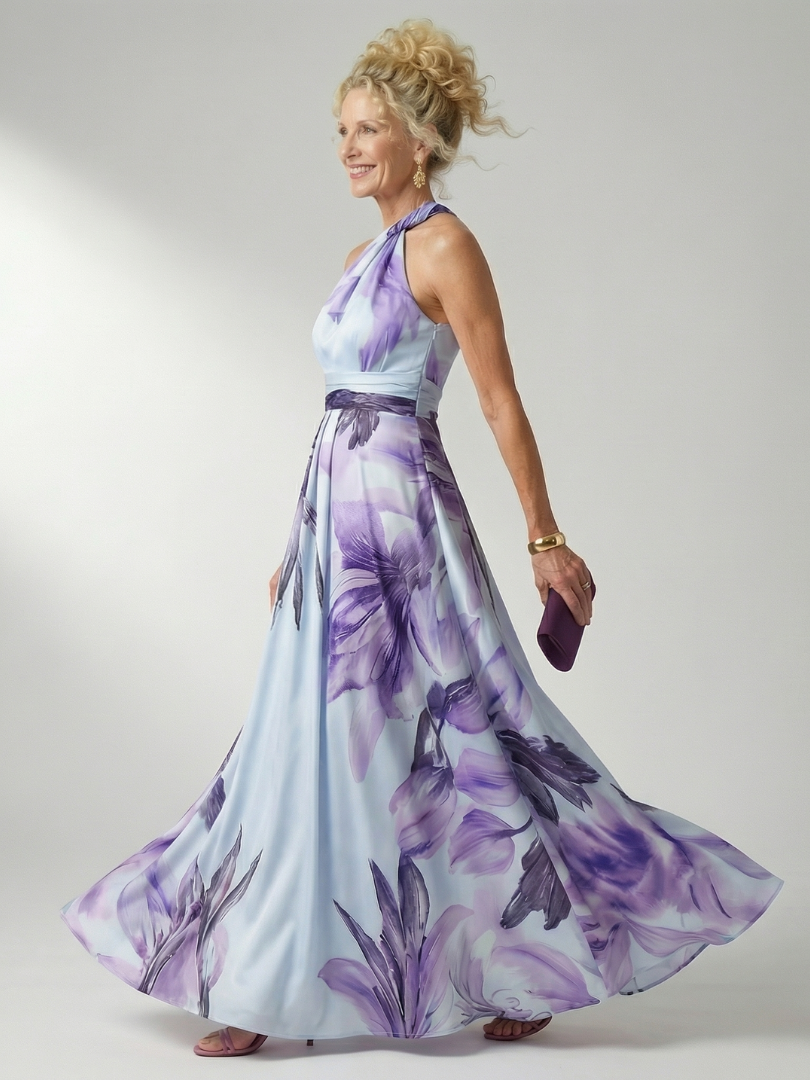 Damen Maxikleid mit Blumenmuster aus leichtem Stoff Jully