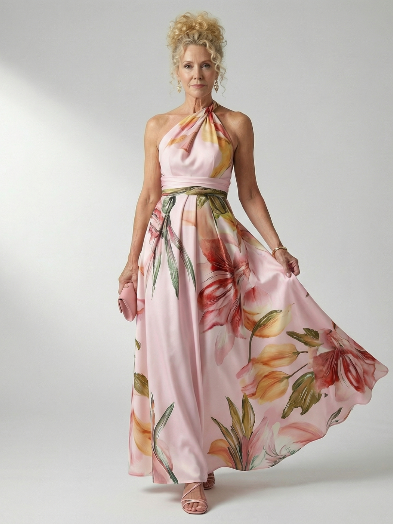 Damen Maxikleid mit Blumenmuster aus leichtem Stoff Jully