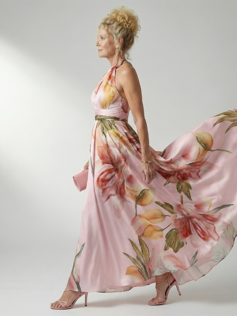 Damen Maxikleid mit Blumenmuster aus leichtem Stoff Jully