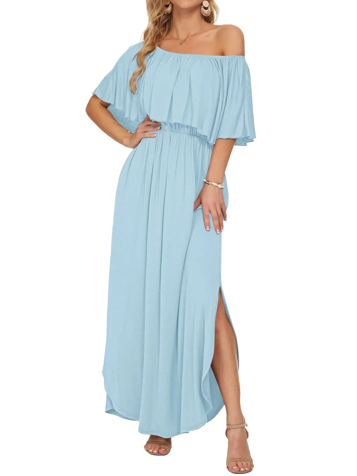 Damen Maxikleid mit Blumenmuster und Gummibund Jully