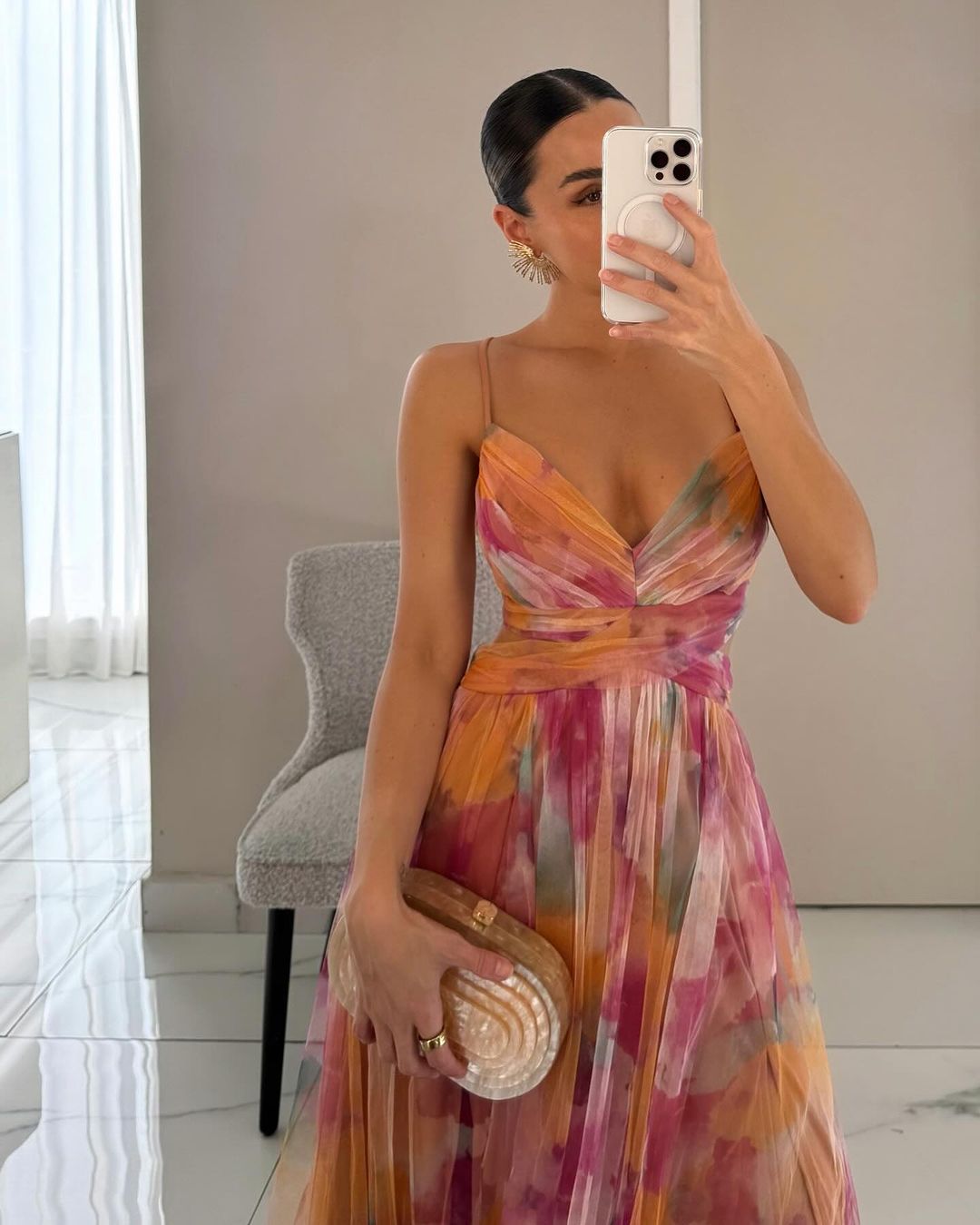 Damen Maxikleid mit Blumenprint und verstellbaren Trägern Jully