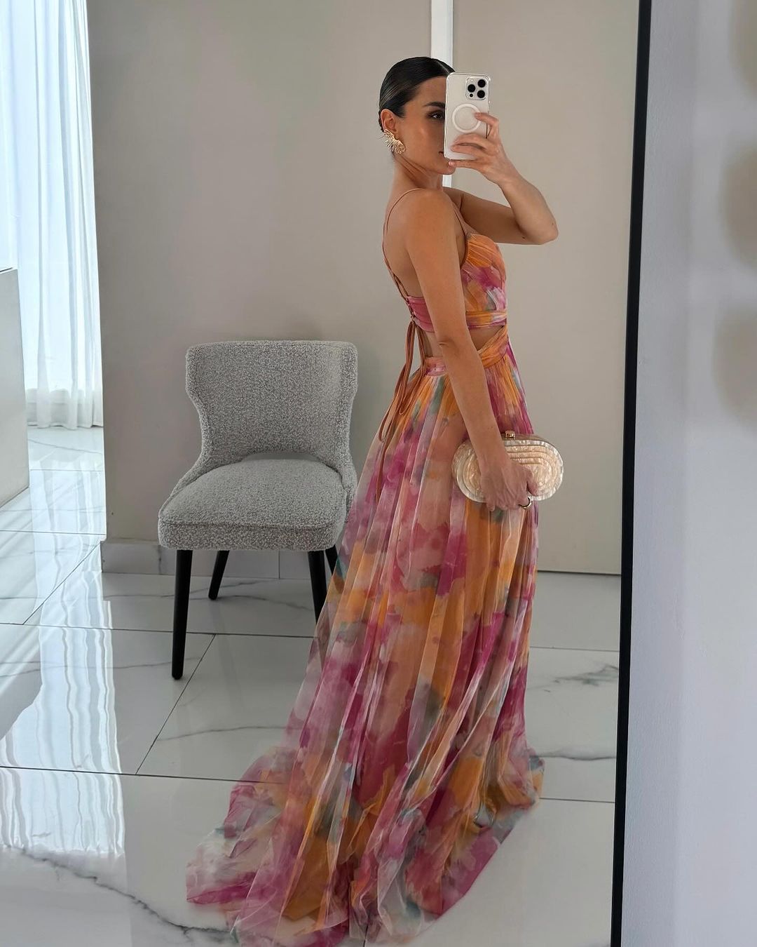 Damen Maxikleid mit Blumenprint und verstellbaren Trägern Jully