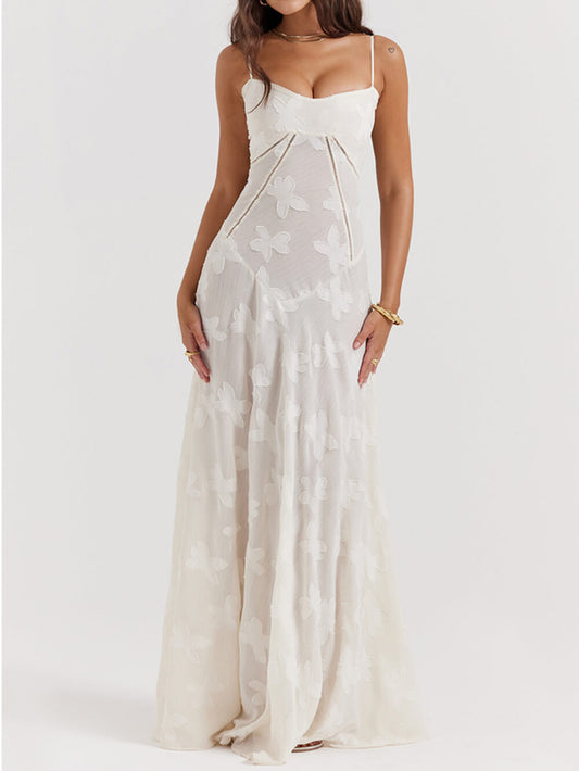 Damen Maxikleid mit Blumenspitze Jully