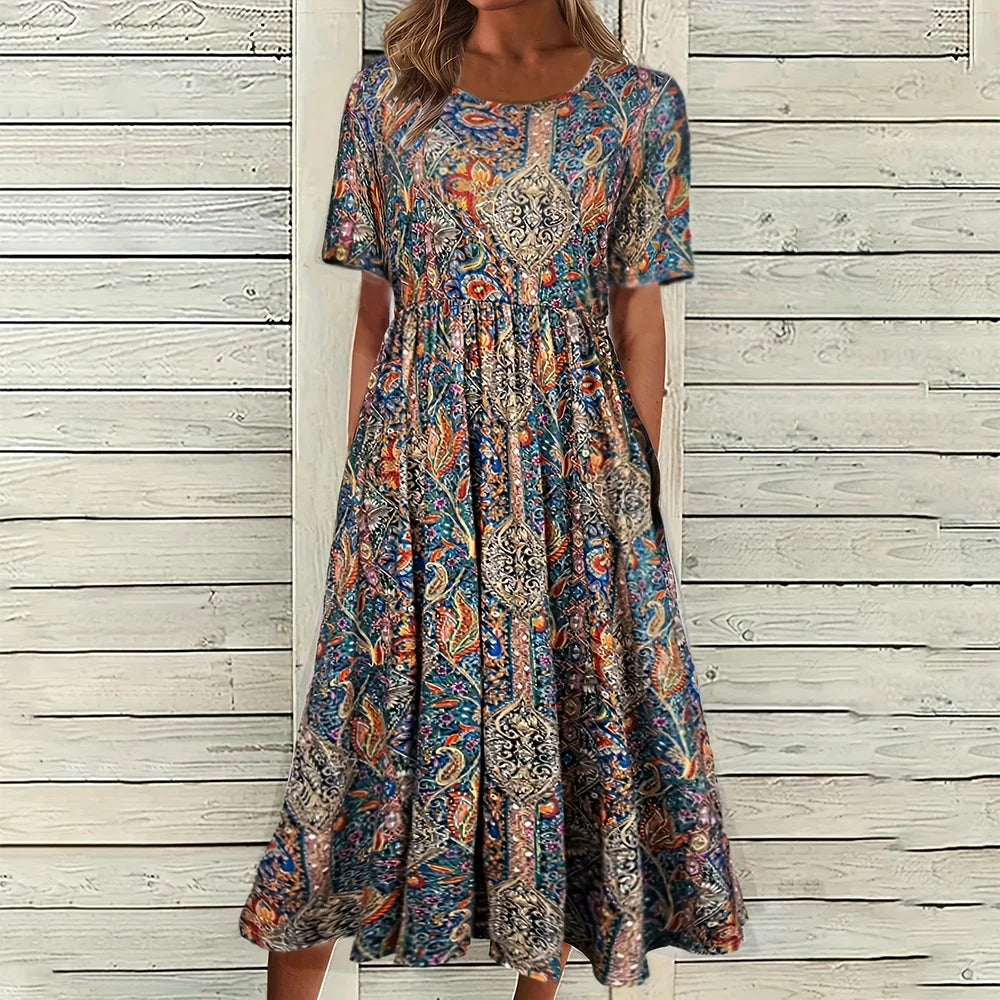 Damen Maxikleid mit Böhmischem Druck aus Polyester Jully