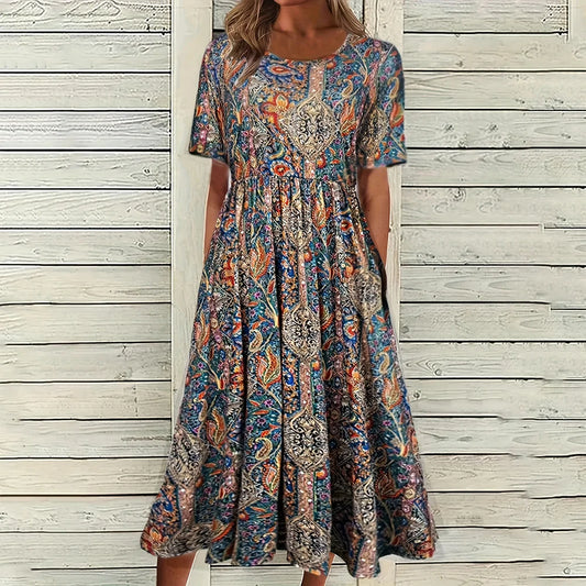Damen Maxikleid mit Böhmischem Druck aus Polyester Jully