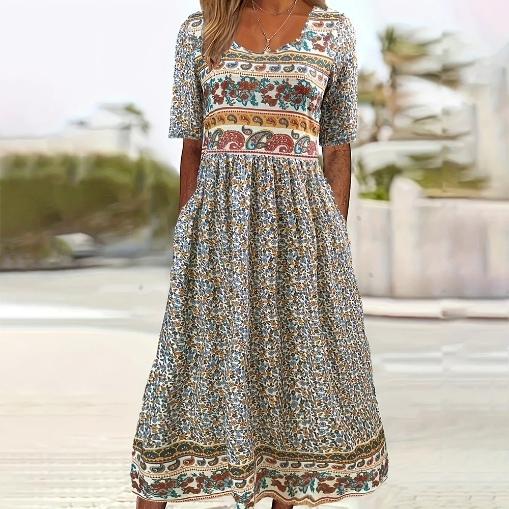 Damen Maxikleid mit Böhmischem Druck aus Polyester Jully