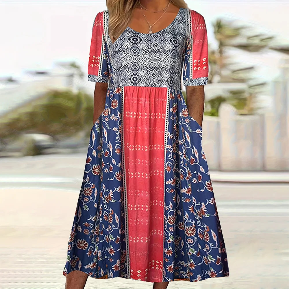 Damen Maxikleid mit Böhmischem Druck aus Polyester Jully