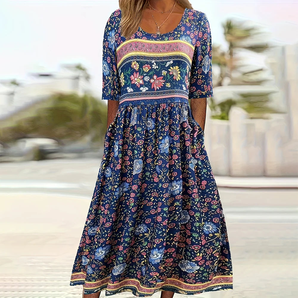 Damen Maxikleid mit Böhmischem Druck aus Polyester Jully