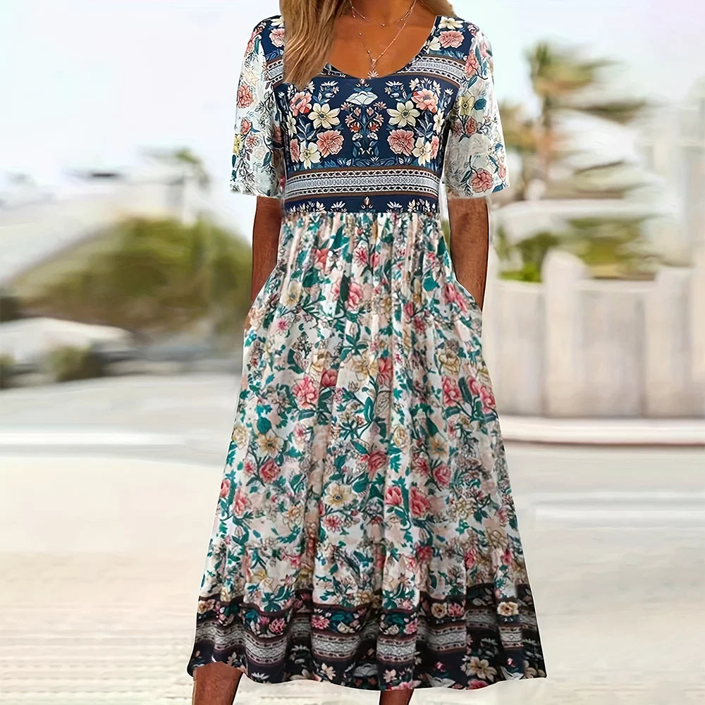 Damen Maxikleid mit Böhmischem Druck aus Polyester Jully