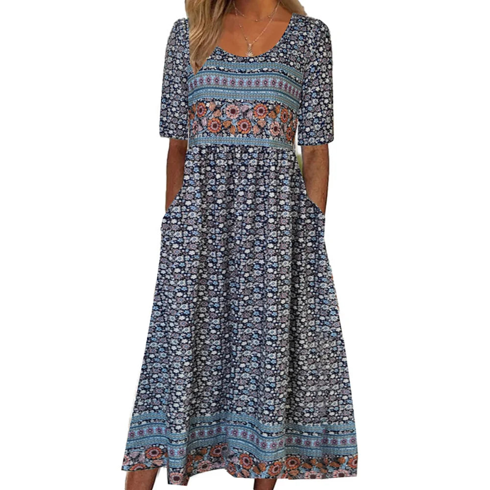 Damen Maxikleid mit Böhmischem Druck aus Polyester Jully