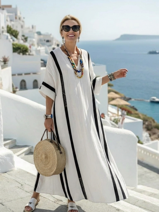Damen Maxikleid mit Color-Block-Streifen für den Sommer Jully