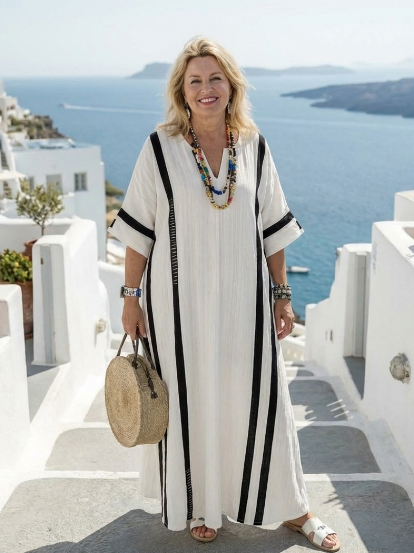 Damen Maxikleid mit Color-Block-Streifen für den Sommer Jully