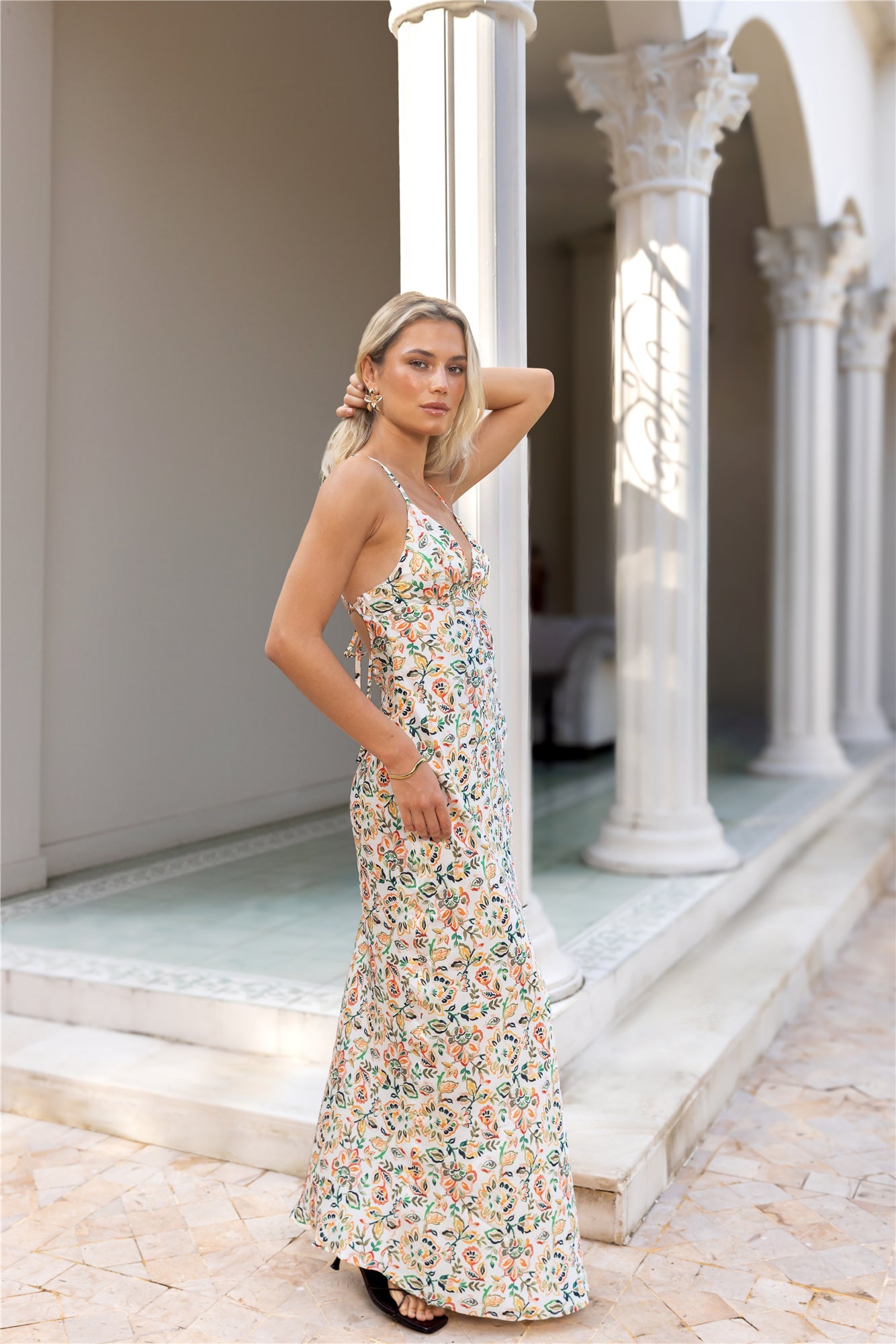 Damen Maxikleid mit Floralem Satinmuster Jully